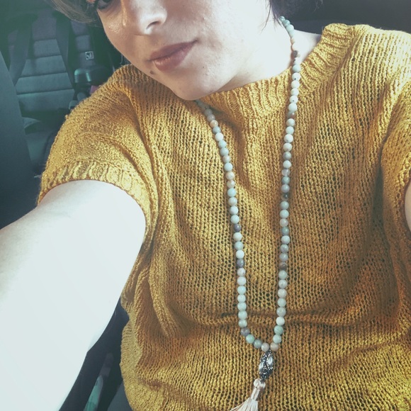 Stunning Amazonite & silk crystal tassel necklace - Picture 2 of 3